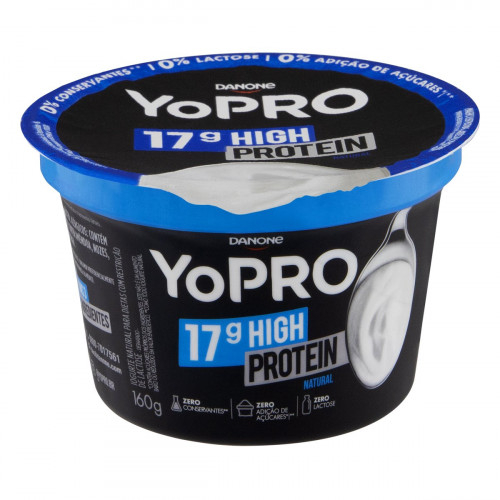 Iogurte Desnatado Zero Lactose YoPRO High Protein Natural 160g